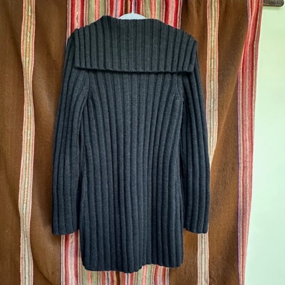 VINCE CHUNKY RIBBED LONG WOOL CHARCOAL GRAY CARDIGAN - S - Picture 3 of 7